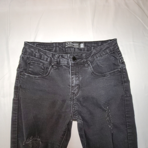 Ci Sono Distressed Black Stretch Skinny Jeans Women's Size 1 (25) - Picture 3 of 12
